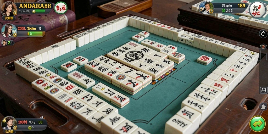 Tangkapan layar utama ANDARA88 menampilkan aksi gameplay Mahjong yang seru.