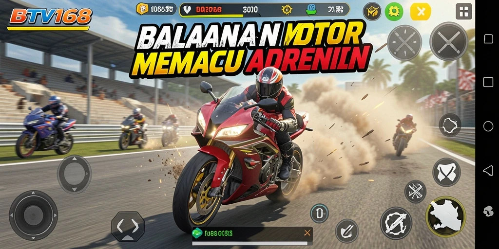 Gameplay BTV168 menampilkan balapan motor yang mendebarkan dan menantang.