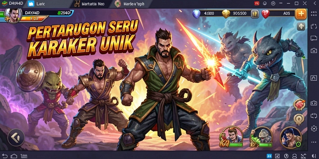 Gameplay seru DAYA4D dengan karakter bertarung.