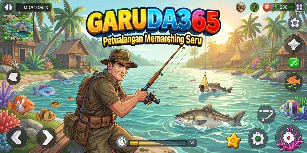 Screenshot game GARUDA365 menampilkan aksi memancing yang seru dan realistis.