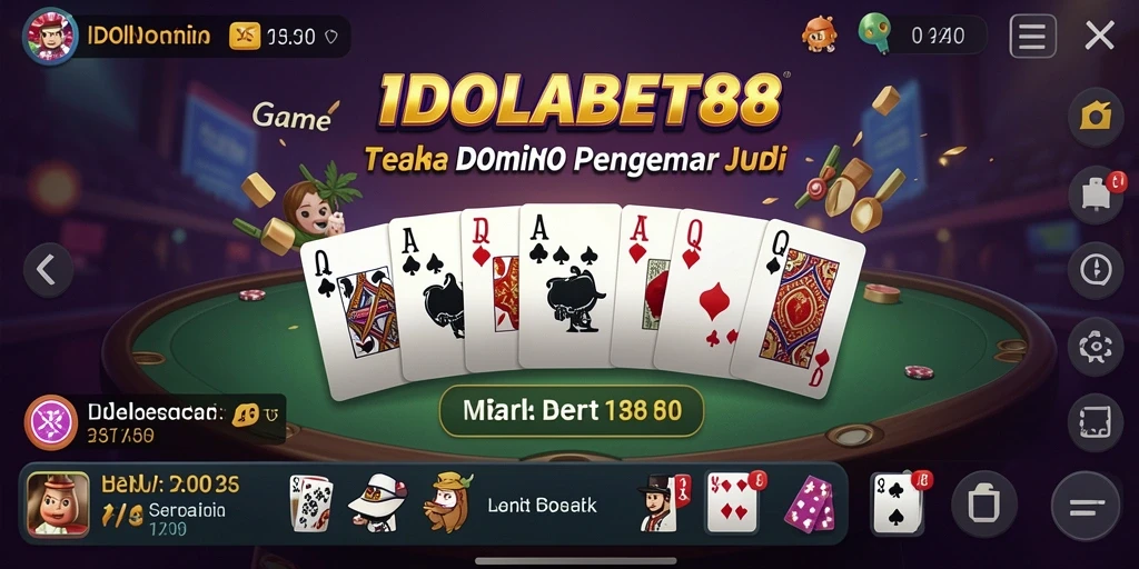 Screenshot bermain di IDOLABET88 menunjukkan suasana permainan domino yang seru.