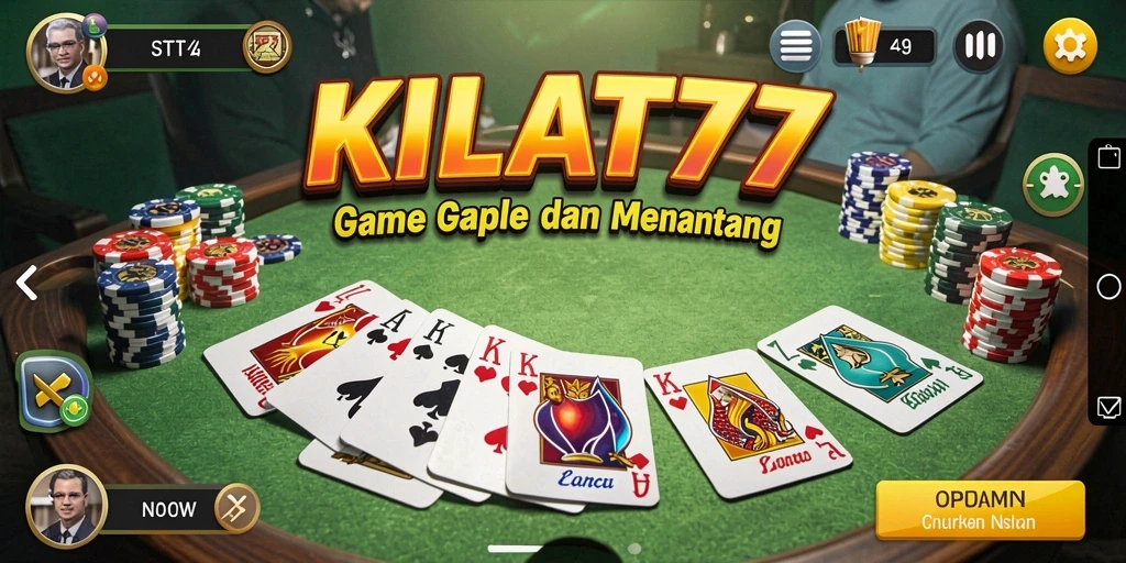 Tampilan gameplay seru KILAT77 dalam permainan Gaple.