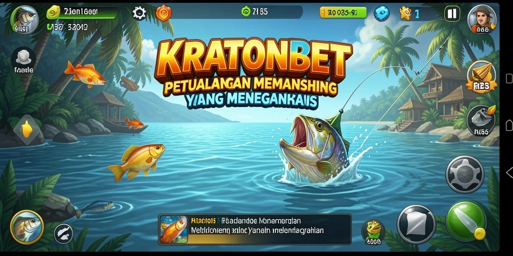 Screenshot gameplay KRATONBET saat menangkap ikan besar.