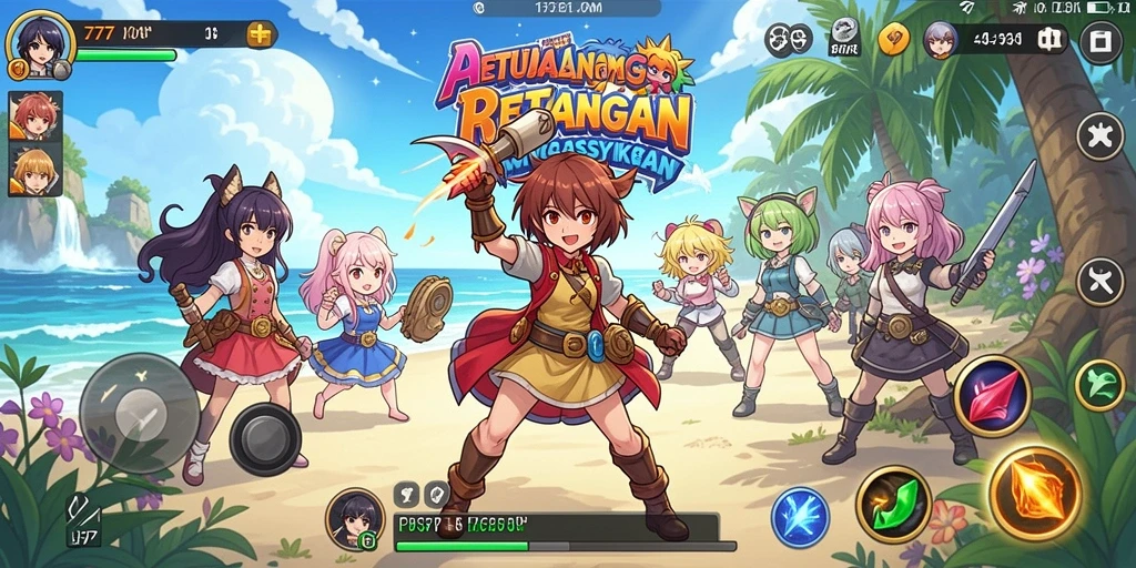 Tampilan gameplay L777 yang menampilkan pertarungan karakter Anime.