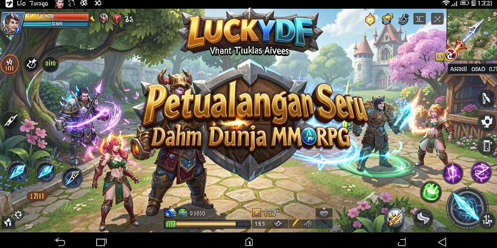 Tangkapan layar LUCKYDF menampilkan aksi seru dalam pertarungan antar karakter MMORPG.