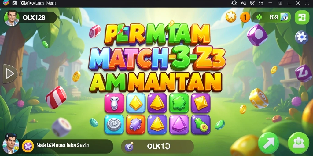 Screenshot yang menampilkan gameplay menantang permainan Match-3 OLX128.