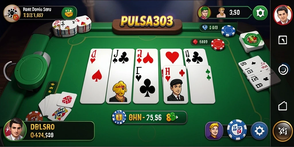 Screenshot PULSA303 menampilkan gameplay Domino yang menarik.