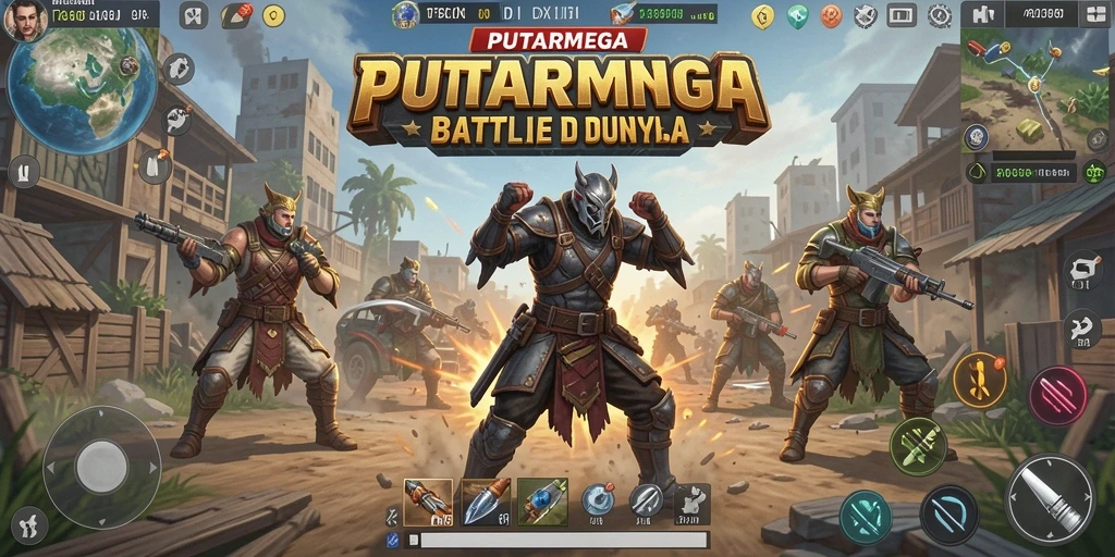 Screenshot gameplay PUTARMEGA yang menunjukkan pergulatan sengit di arena Battle Royale.