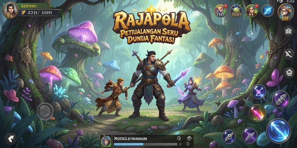 Screenshot utama RAJAPOLA menampilkan aksi pertempuran yang mendebarkan.