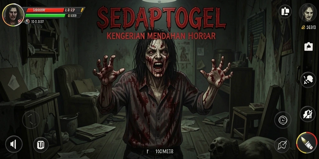 Tangkapan layar SEDAPTOGEL menampilkan momen menegangkan dalam gameplay horor.