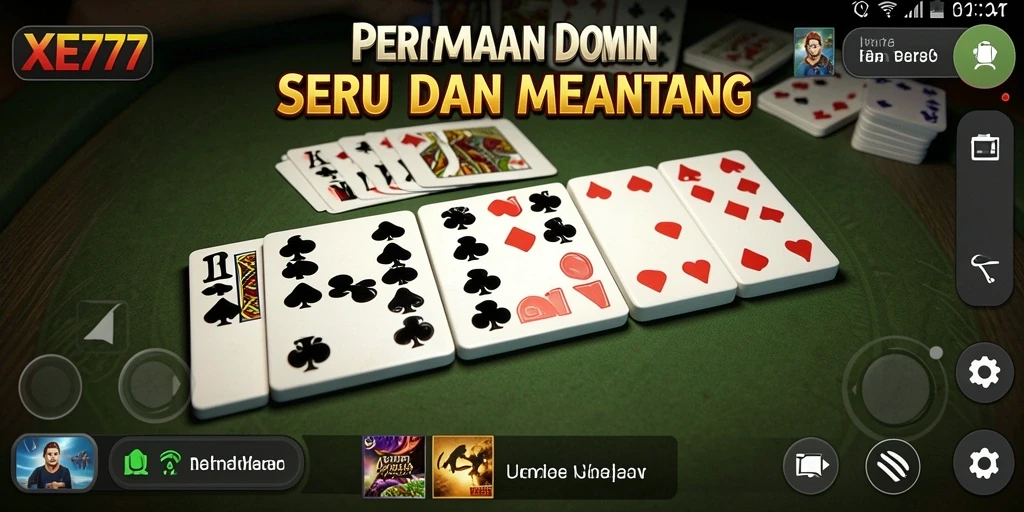 Tampilan gameplay Domino seru dan interaktif di XE77.